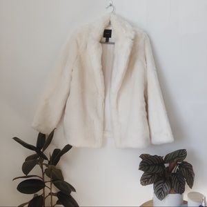 Cream faux fur coat